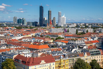 City Skyline Contrasting Old Town and Modern Towers, Vienna, Austria