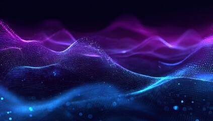 Abstract glowing digital wave pattern with blue and purple colors.