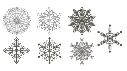 Collection of Snowflakes Mandala icon set seamless pattern elements soft Color Pastel for winter holiday decoration design transference Png illustration 