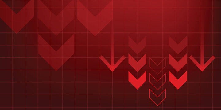 Design abstract vector business arrow up growth technology on grid line dark red background. graph stock market trading investment. chart trend profit income.
