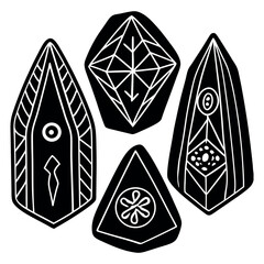 Four rune stones silhouette