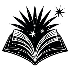 Open book with stars silhouette