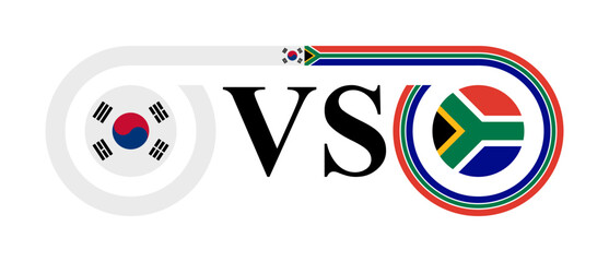 concept between korea republic vs south africa. vector illustration isolated on white background