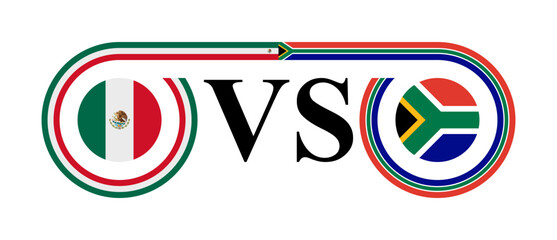 concept between mexico vs south africa. vector illustration isolated on white background