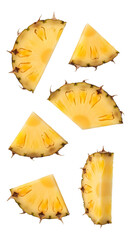 Naklejka premium Pineapple slices collection isolated on transparent background