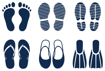 Collection of Footwear and Footprints Icons