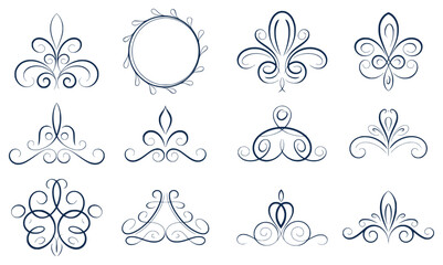 Collection of Elegant Decorative Flourishes and Ornate Swirls