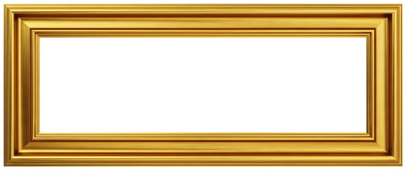 Gold rectangular frame isolated on transparent background