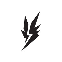 Black lightning bolt icon simple flat vector design isolated on white background