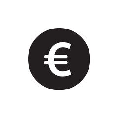 Obraz premium Euro currency symbol in a black circle simple vector icon for financial applications and websites isolated on white background