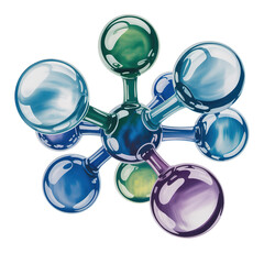 Stunning molecule structure with vibrant colors showcasing scientific innovation and research excellence