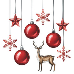 Charming Christmas deer with festive ornaments on a dark background for holiday decor projects