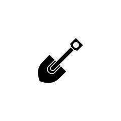 Illustration of a black shovel tool on a white background view on transparent background
