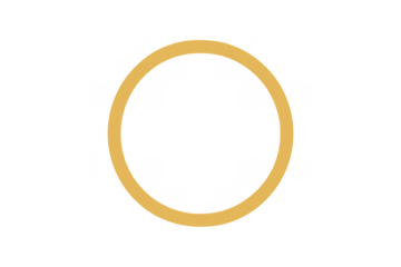 Yellow golden circle creating a frame and border on a transparent background, outlining a minimalistic geometric shape