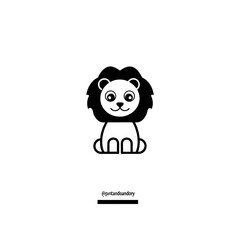 Illustration of a simple cartoon lion with a black mane on transparent background