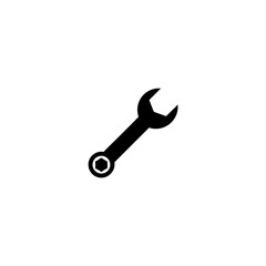 Illustration of a black wrench tool on a white background on transparent background