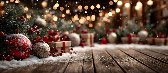 Christmas decoration backdrop Happy New Year Isolated Christmas background Copy space Area for text banner