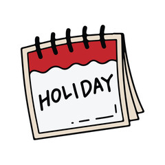 Holiday calendar page with red top border.