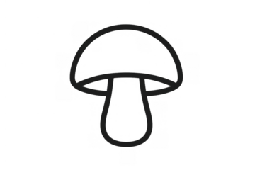 Mushroom simple line icon representing fungi, a food element for web and app interfaces, with a transparent background