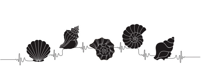 sea ​​shell silhouette illustration on white background