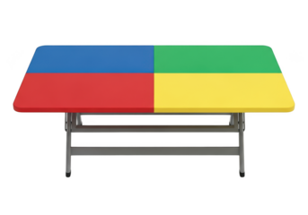 Colorful rectangular table with four quadrant sections isolated on transparent background