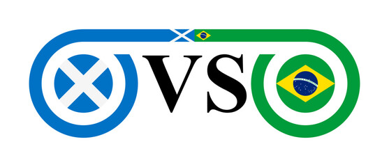 concept between scotland vs brazil. vector illustration isolated on white background