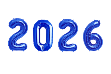 2026 New Year PNG, Balloon Number Design for Celebrations