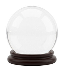 Empty glass snow globe with wooden base