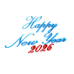 Happy new year 2026 text calligraphy isolated on transparent background