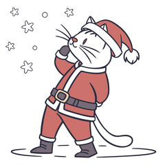 Cute Christmas Cat with Gift Illustration