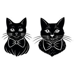 Cat with bow tie silhouette