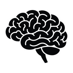 Create a image of Silhouette vector image of a blake Brain Icon icon white background.
