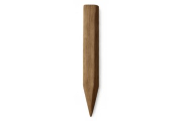 Wooden stake with pointed end used for garden support, fencing, or construction on transparent background