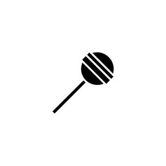 Illustration of a simple black lollipop with diagonal stripes on transparent background
