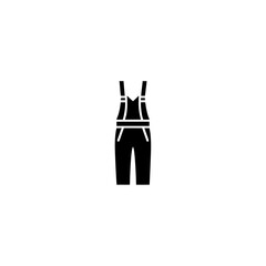 Illustration of black overalls with straps and pockets flat on transparent background