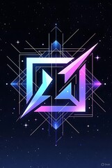 Neon Sacred Geometry Star Symbol on Cosmic Background