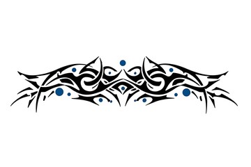 Elegant Tribal Tattoo Design with Blue Accents for Artistic and Cultural Expressions in Fashion and Decoration