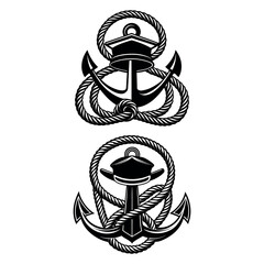 Anchor with crossed ropes silhouette