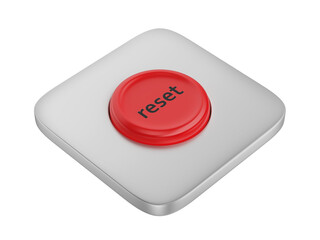 Red round reset button on transparent background