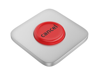 Red round cancel button on transparent background