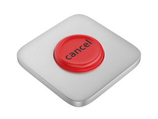 Red round cancel button on transparent background
