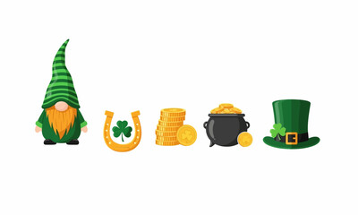 St Patrick's Day Decorations A festive collection featuring a leprechaun, gold coins, and lucky symbols