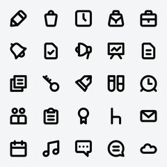 Black Outline Education Icons Set