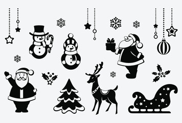 Christmas Symbols Decorations Vector Set