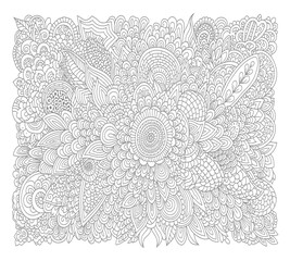 Zen tangle floral pattern with intricate details for coloring