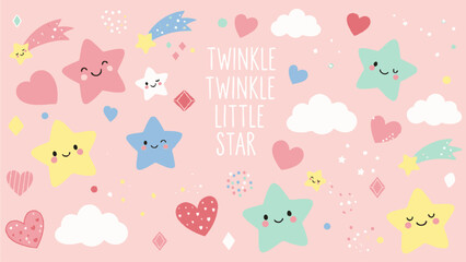 Cute Little Star Illustration &ndash; Pastel Nursery Pattern & Baby Artwork