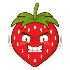 Obraz premium strawberry angry face cartoon cute