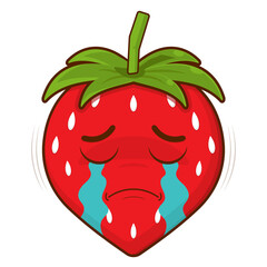 strawberry crying and scared face cartoon cute