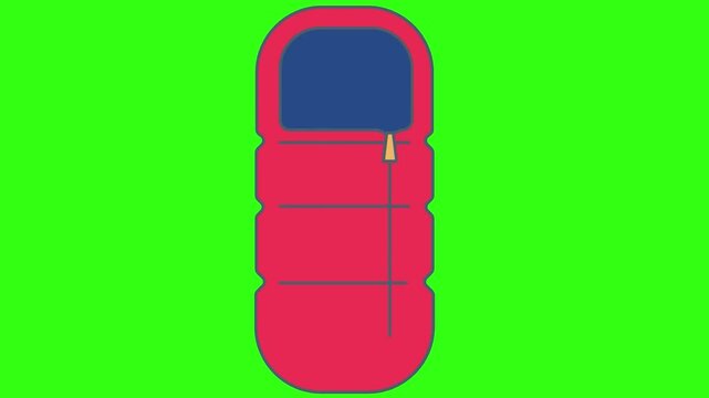 Sleeping bag animation on green screen 