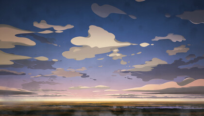 Beautiful sunset and clouds over the sea, water, and horizon, featuring stunning evening light and orange sky